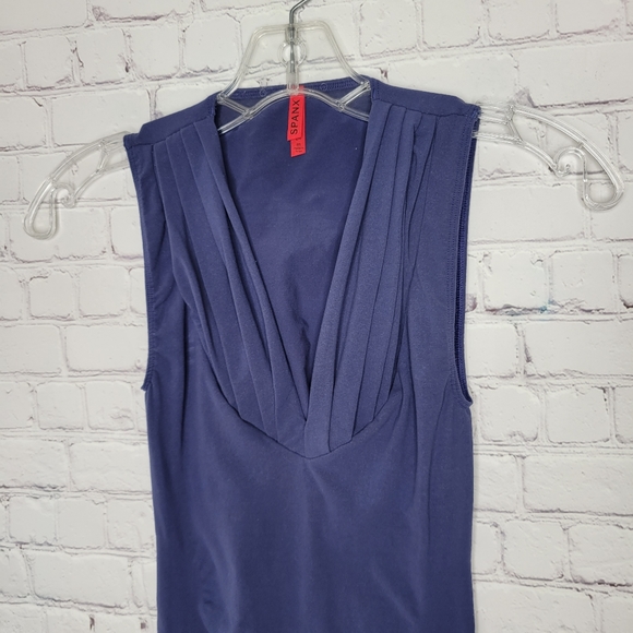 Spanx On Top and In Control Draped V Sleeveless Blue Tank Top Size M - Picture 5 of 10
